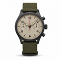 Militär-Chronograph mit beigem Zifferblatt
